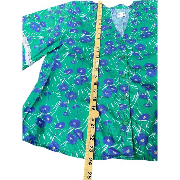 Porridge Anthropologie Green Floral Jovie Puffed Sleeve Peasant Blouse - Small - Picture 11 of 14